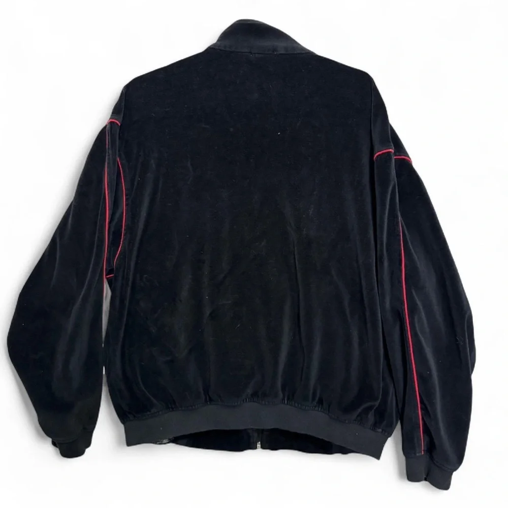 Y2K Shaq Black Red Velour Full-Zip Track Jacket M Baggy Athleisure‎ Nostalgic
